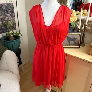 ALICE + OLIVIA Red Silk Mini Dress Size XS‎